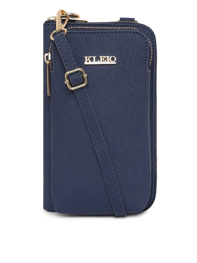 KLEIO PU Leather Multifunctional Mobile Sling Bag - Royal Blue - Image 4